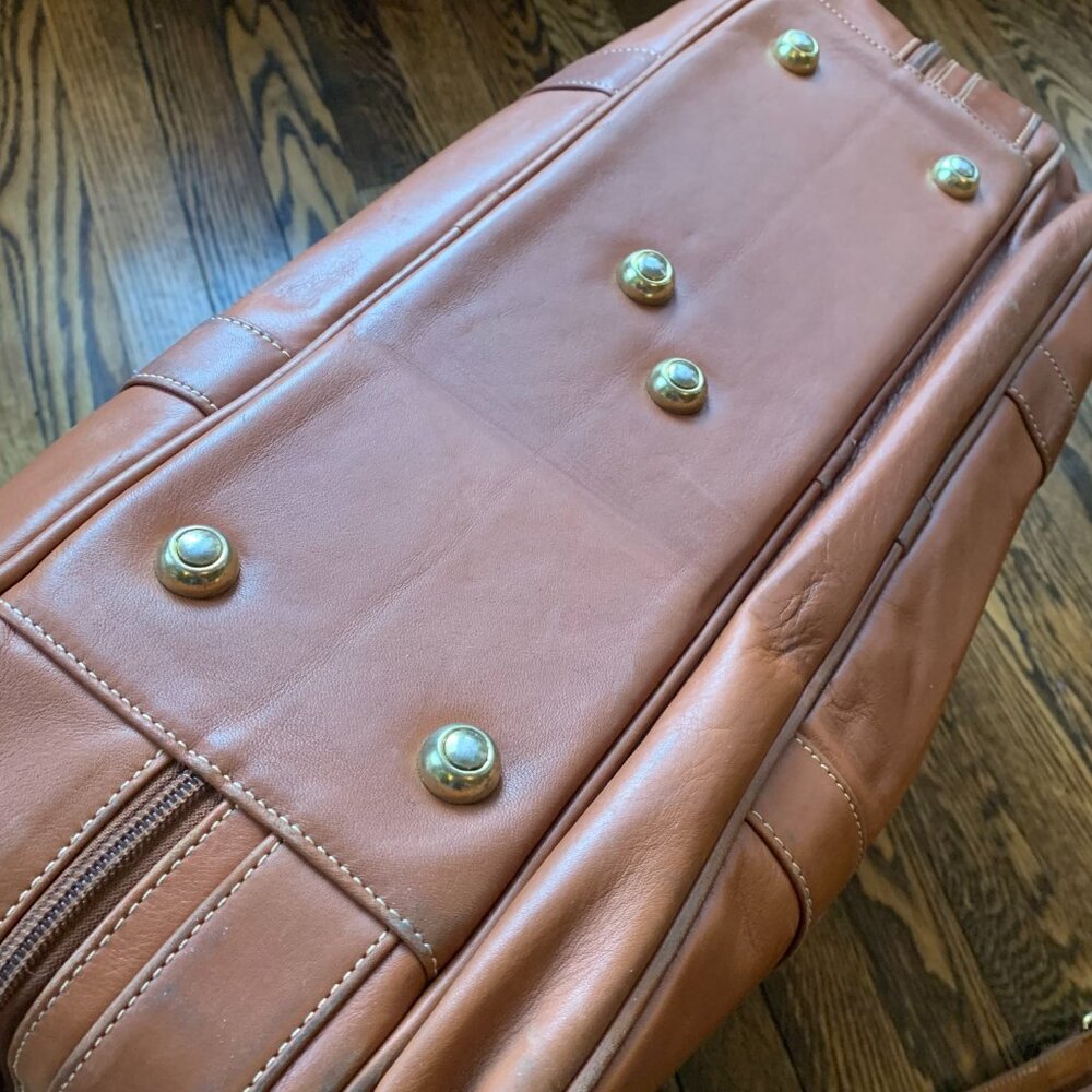 Vintage Coach Cognac Brown Leather Duffel‎ Travel Bag Weekender - Picture 9 of 11
